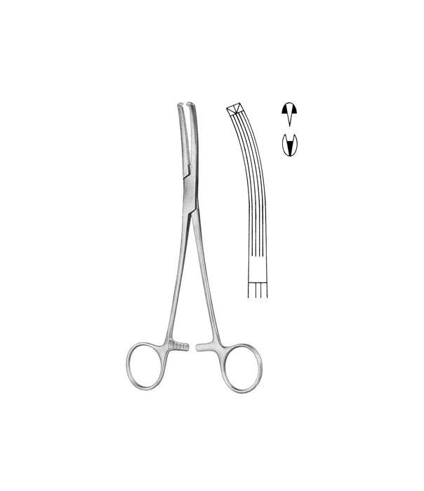 Long Clamp Forceps Curved 1x2 Toothed 19.0cm