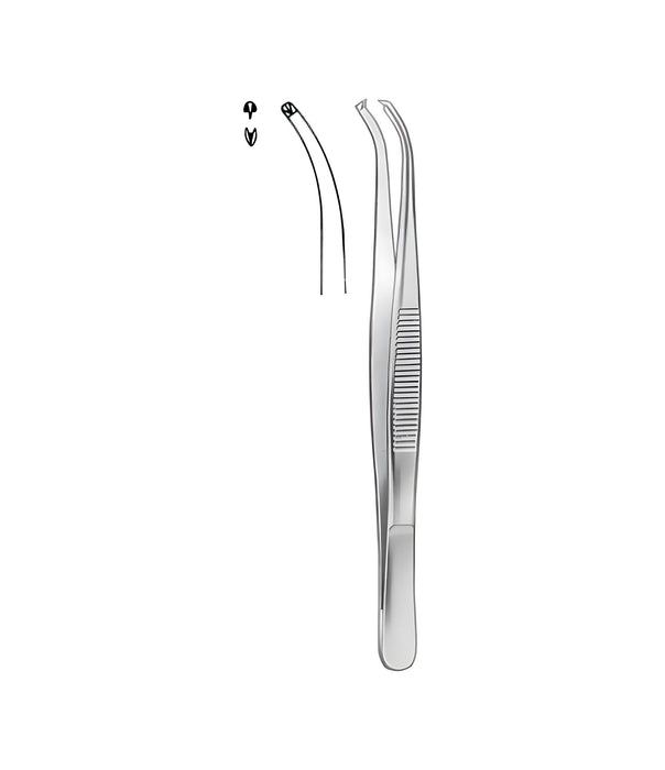 Tissue Forceps Narrow 1x2 Toothed Curved