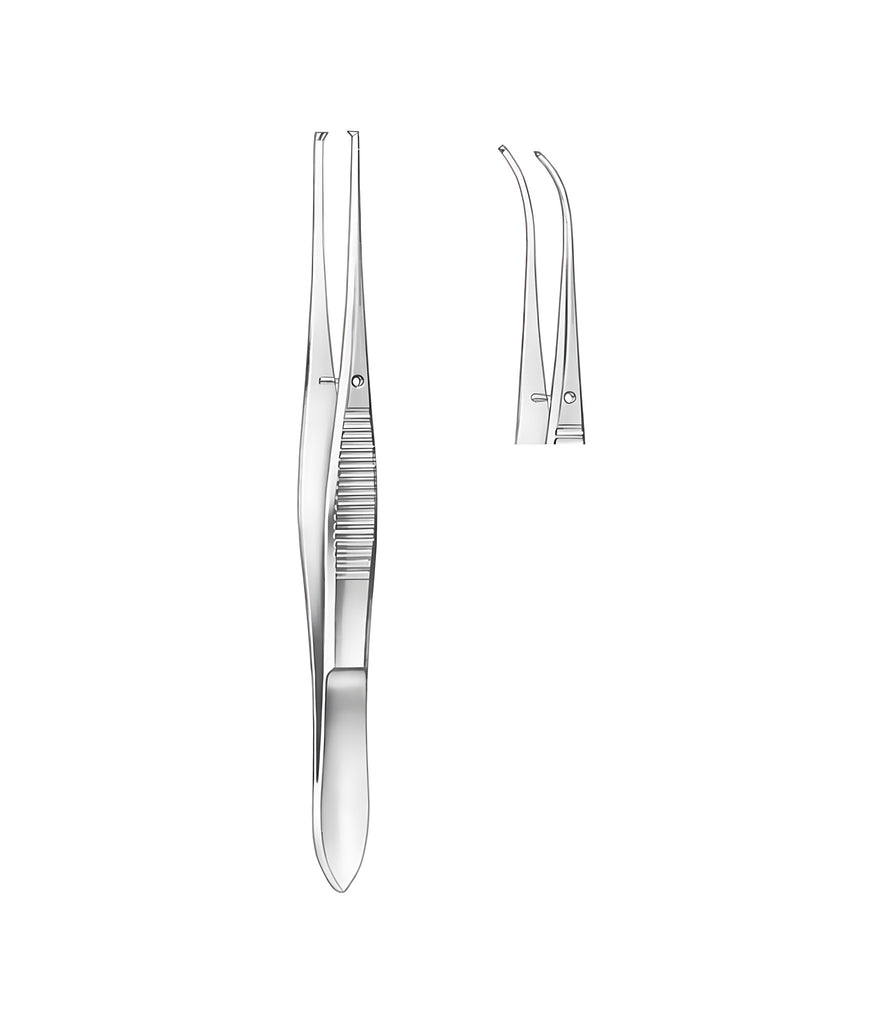 Forceps Fine Slightly Curved 1x2 Toothed 10.5cm