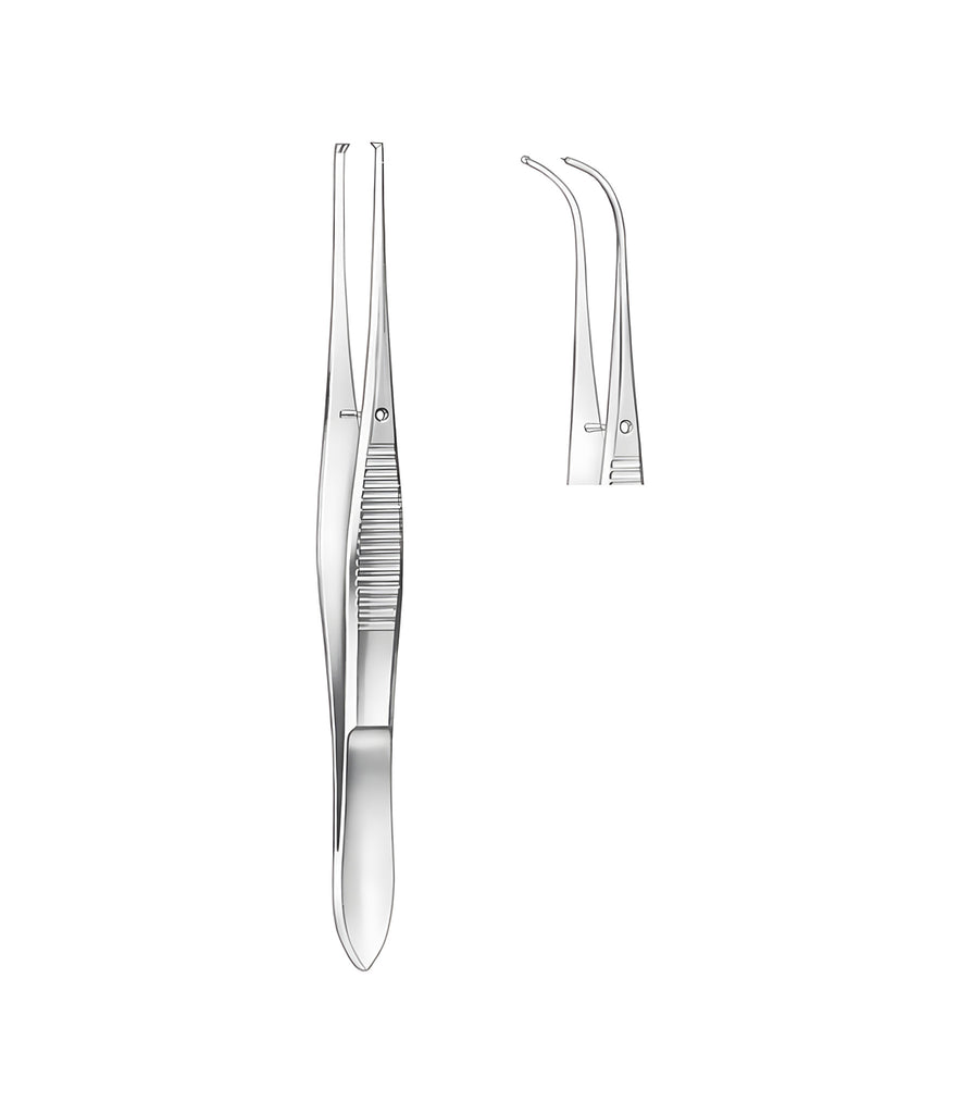 Forceps Fine Strongly Curved 1x2 Toothed 10.5cm