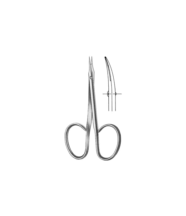 Ribbon Eye Scissors – Sharp Tip, 9.5 cm (Curved or Straight)