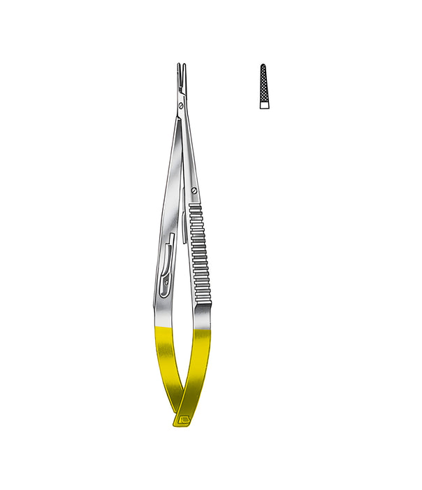 Micro-Needle Holder Tungsten Carbide Straight Ratchet Serrated 18.0cm