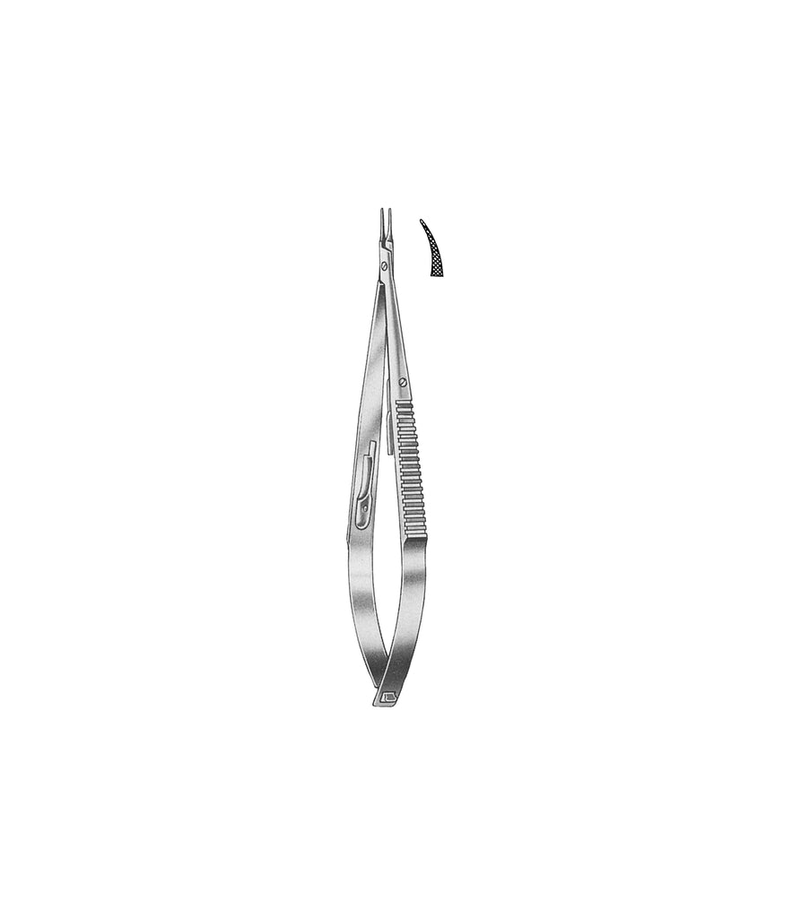Castroviejo Needle Holder Curved Ratchet Serrated 14.0cm