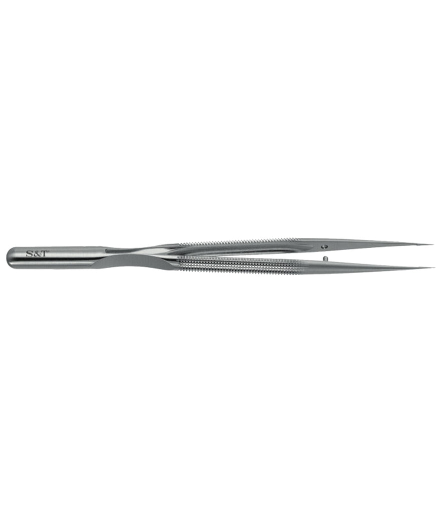 S&T Forceps Round handle, 15 cm long, straight with platform (00165)