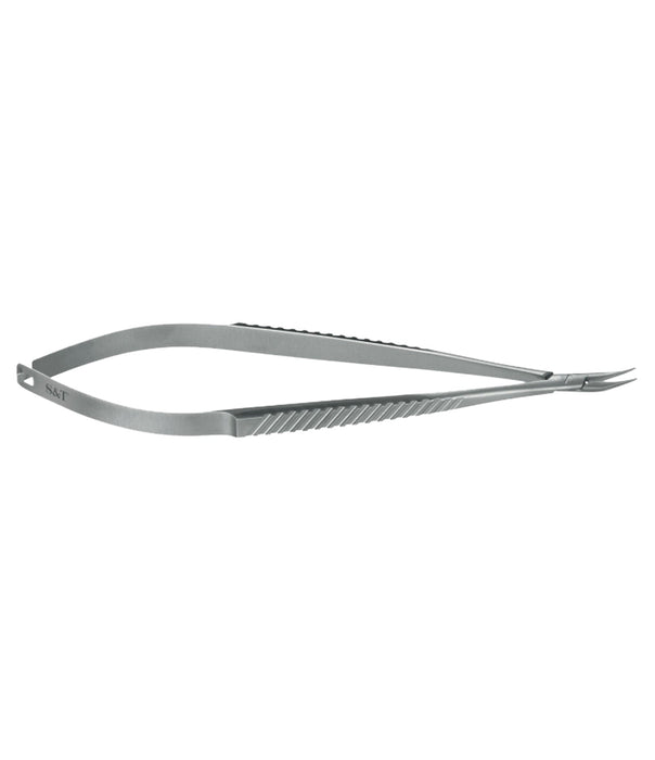 S&T Needle Holder without lock, 18cm long, flat, curved (00218)