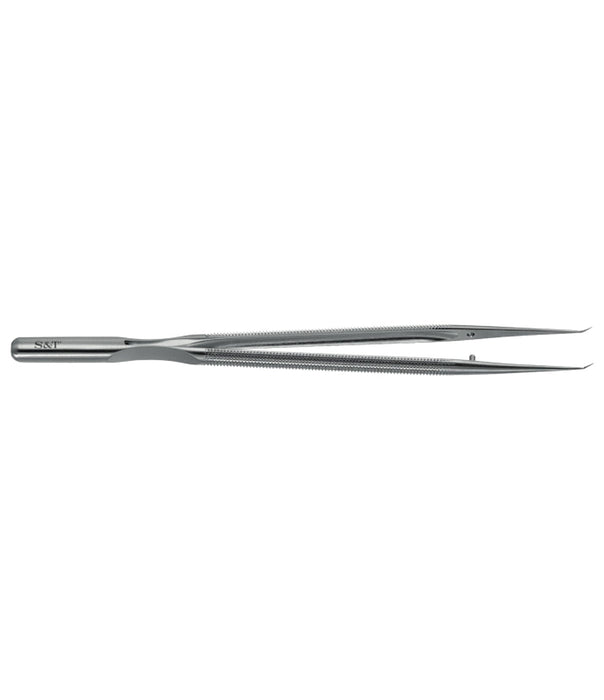 S&T Combination Forceps, 18 cm, 8mm round handle, angled 45 tip, 0.2 mm (00595)