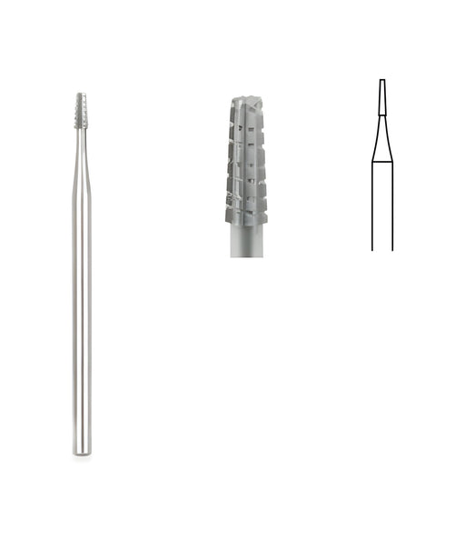 Tapered Fissure Cross Cut Bur, 1mm Head, 10/box, for dental procedures