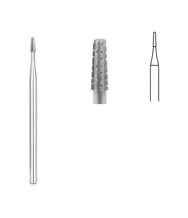 Tapered Fissure Cross Cut Bur, 1mm Head, 10/box, for dental procedures