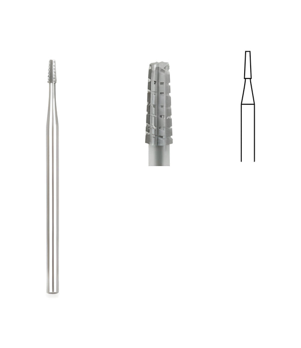 Tapered Fissure Cross Cut Bur, 1.2mm Head, 10/box, for dental procedures