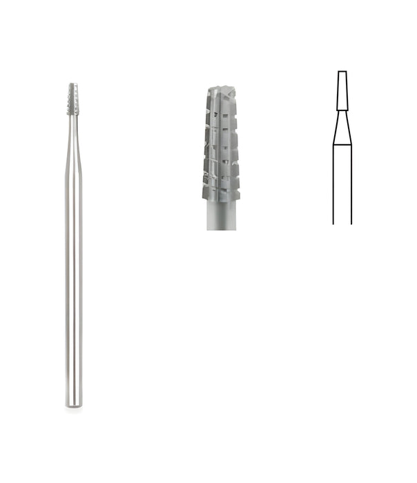 Tapered Fissure Cross Cut Bur, 2.1mm Head, 10/box, for dental procedures