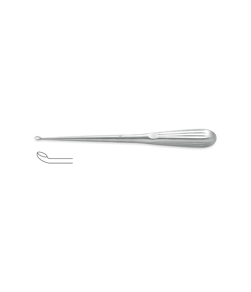 Bruns Curette, Angled, 23cm, Size 000, for medical procedures
