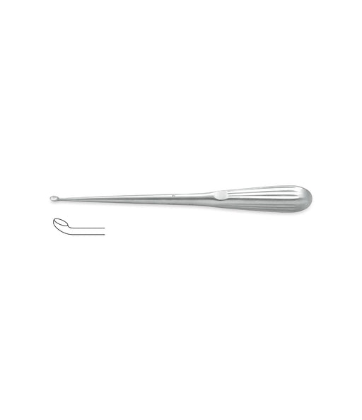 Bruns Curette, Angled, 23cm, Size 000, for medical procedures